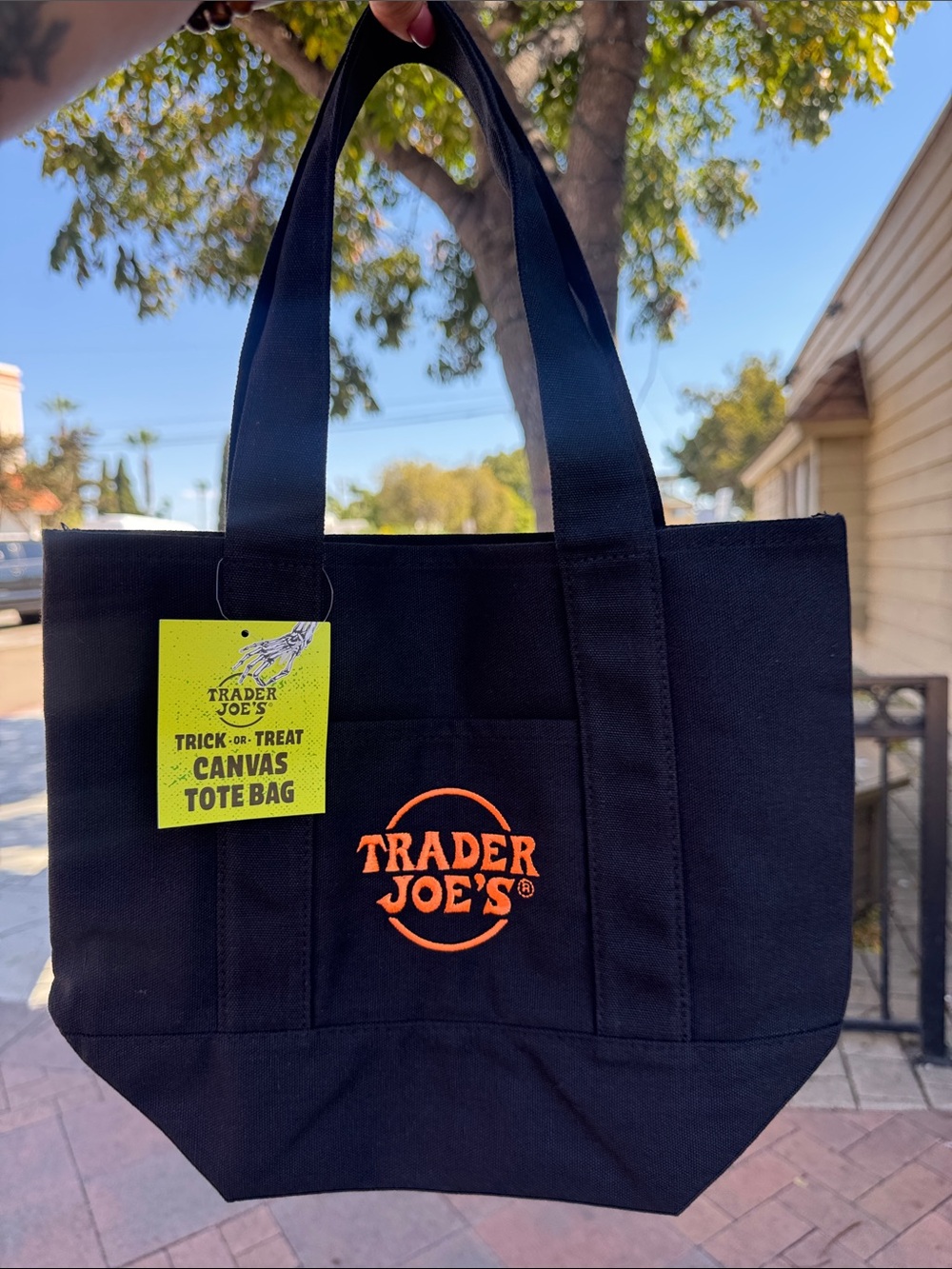 Trader Joe's Halloween Black Canvas Mini Tote